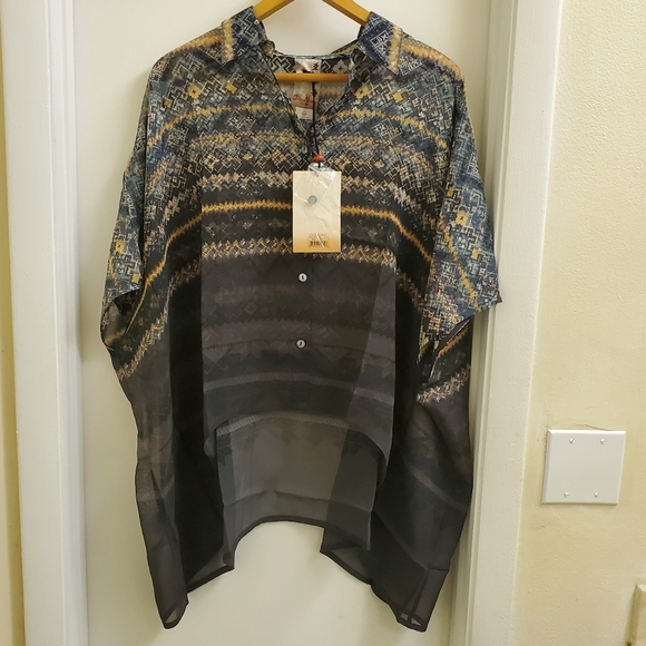 🤩New with tags vintage Da-nang oversized Boheme button down top size xs/s - Picture 1 of 9